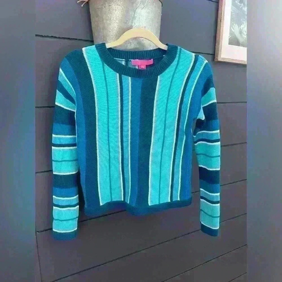 Lily Pulitzer blue stripe 100% cotton sweater xxs - Picture 1 of 4